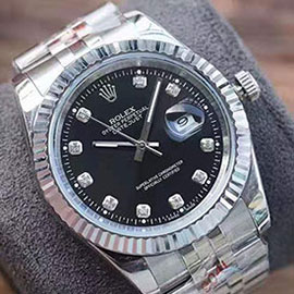 防水腕時計 ROLEX ロレックスコピー時計 デイトジャスト41mm 126334 28800振動 ブラック文字盤 5連ジュビリー